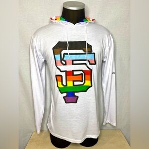 San Francisco Giants Shirt White XL LGBTQ Pride Long Sleeve Hooded Top